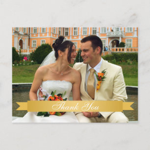 Carte Postale Gold ruban mariage photo personnalisée merci note