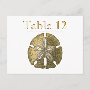 Carte Postale Gold Sand Dollar Reception Table Numbers