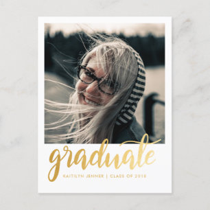 Carte Postale Gold Script Graduation Party Enregistrer La Phot