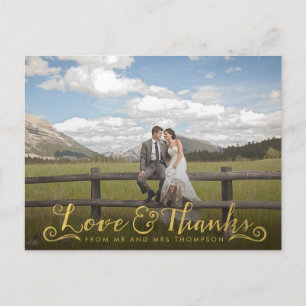 Carte Postale Gold Script Typografy Thank You Photo Postcard