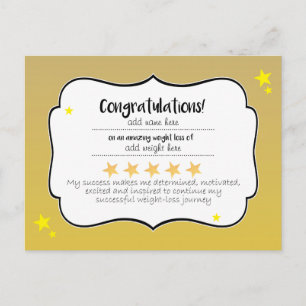 Carte Postale Gold Star Diet Fitness Certifcate