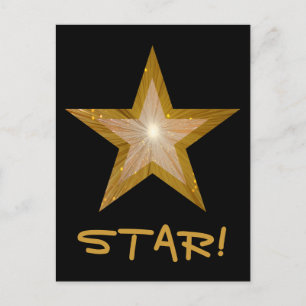 Carte postale Gold Star 'STAR' en noir