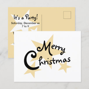 Carte Postale Gold Star sur White Merry Christmas Invitation