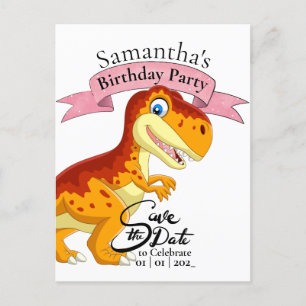 Carte Postale Gold T Rex, Joyeuse fille d'anniversaire