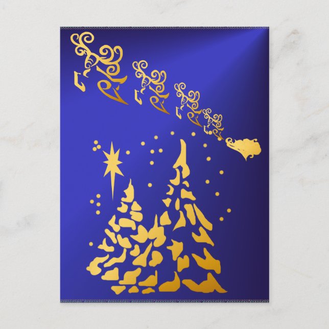 Carte postale Gold Trees et Santas Reindeer (Devant)