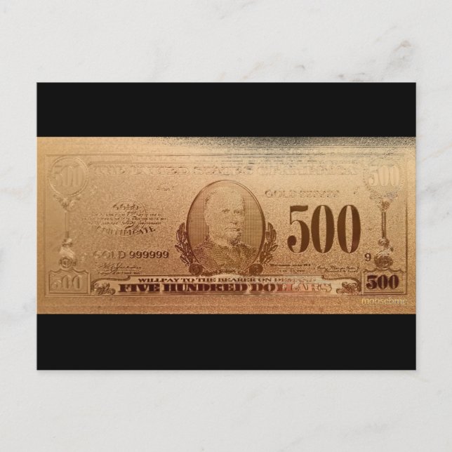 Carte Postale Gold US 500 Dollar Bill avant (Devant)
