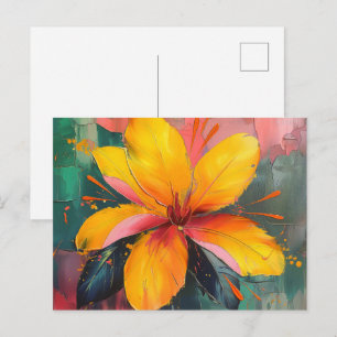 Carte Postale Golden Bloom – Expression Florale Abstraite Vibran