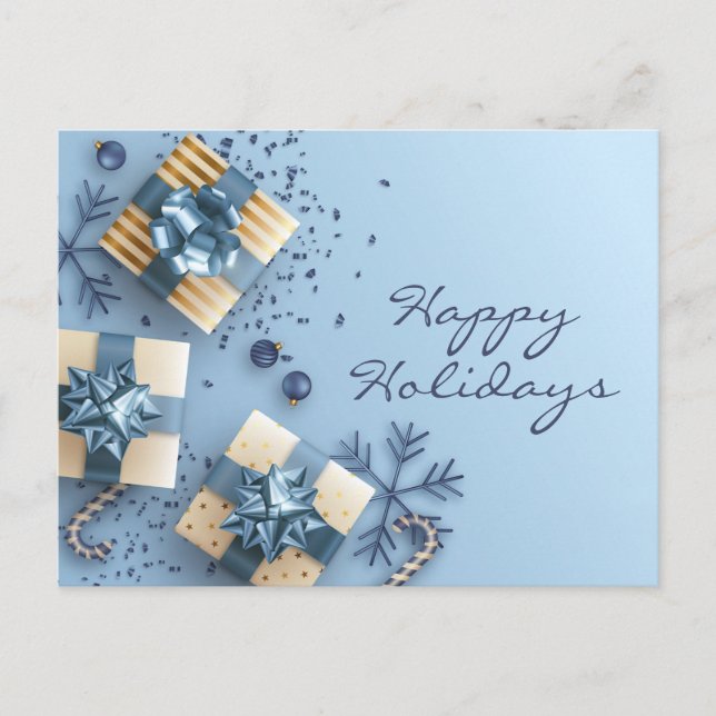 Carte Postale Golden Blue Christmas Ornament Salutation d'entrep (Devant)