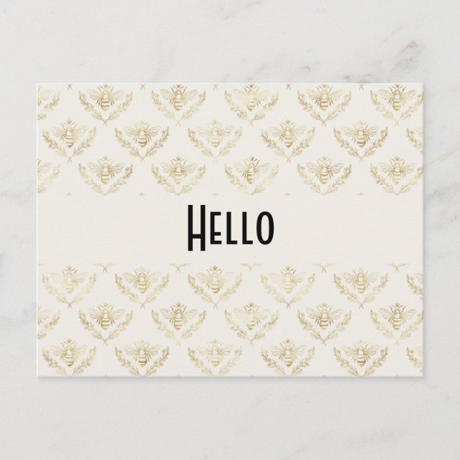 Carte Postale Golden Bumble Bee Motif Bonjour (Devant)