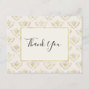 Carte Postale Golden Bumble Bee Motif Merci