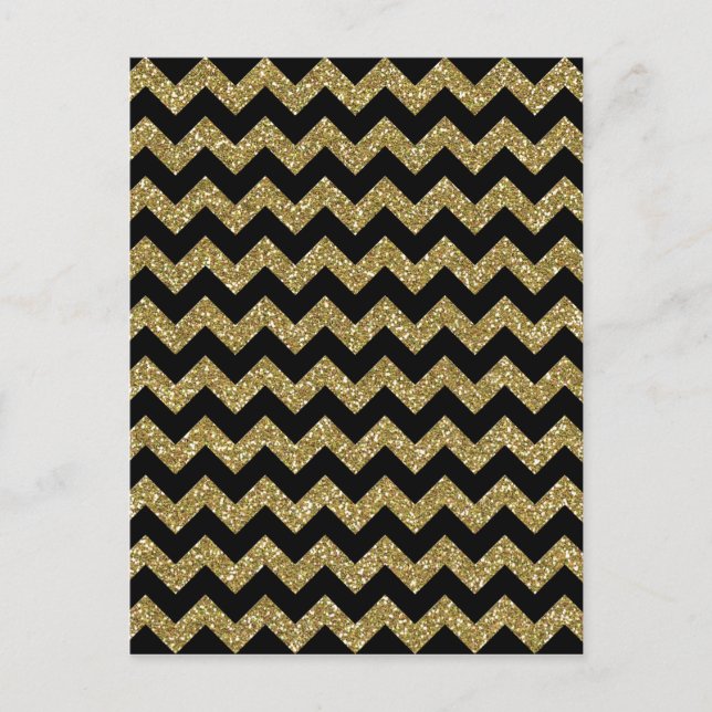 Carte Postale Golden Chevrons Chic Elegant Impression (Devant)