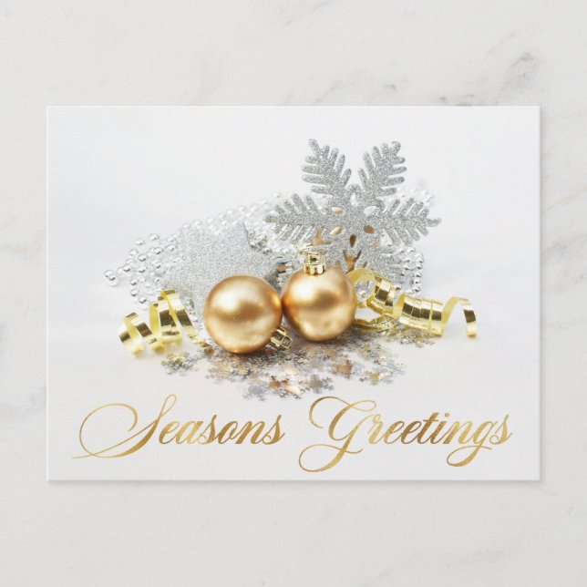 Carte Postale Golden Christmas Balls Ornament Salutation d'entre (Devant)