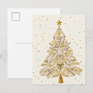 Carte Postale Golden Christmas Tree Folded Greeting Card