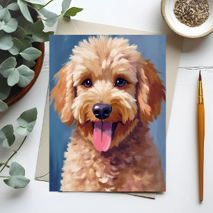 Carte Postale Golden Doodle Peinture aquarelle de chien animal