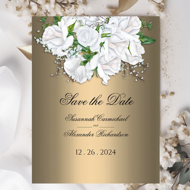 Carte Postale Golden Elegance et White Briquet Date d'enregistre (Créateur téléchargé)