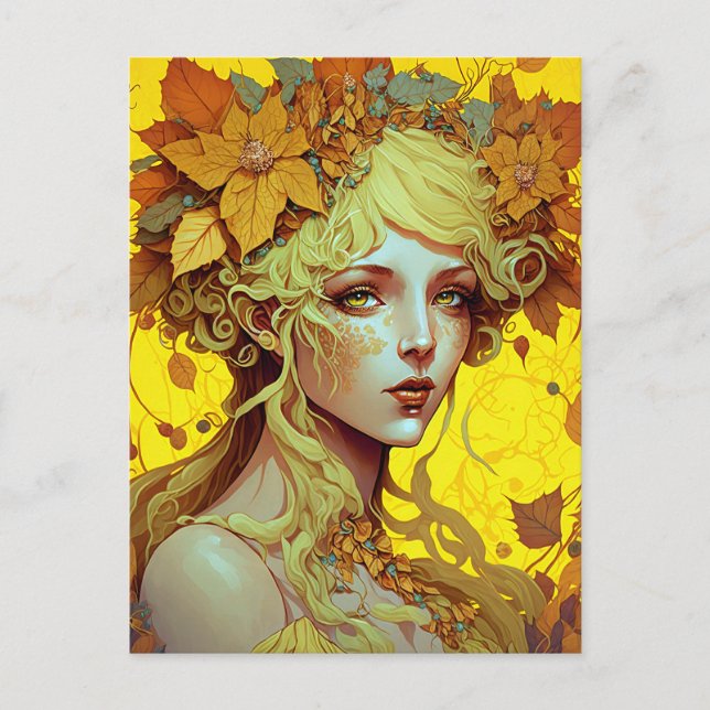 Carte Postale Golden Elf Fairy Fae Imaginaire Art (Devant)