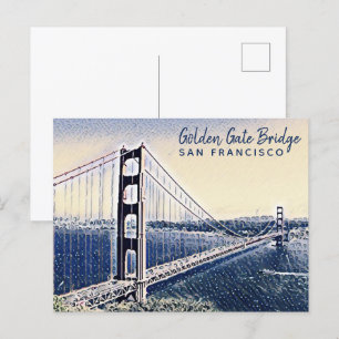 Carte Postale Golden Gate Bridge San Francisco Watercolor Art