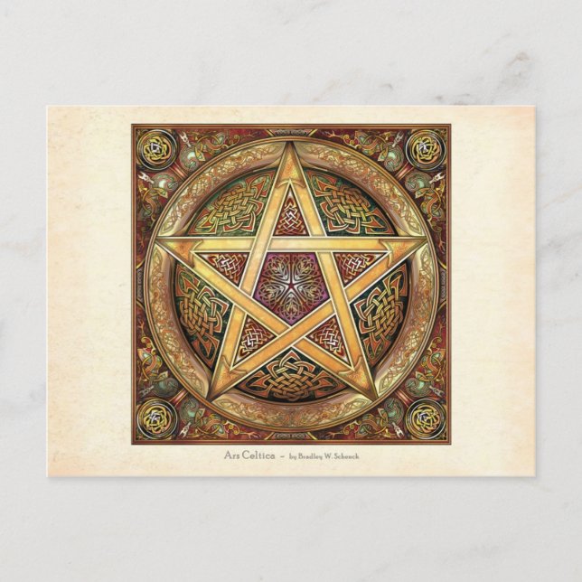 Carte postale Golden Knotwork Pentacle (Devant)