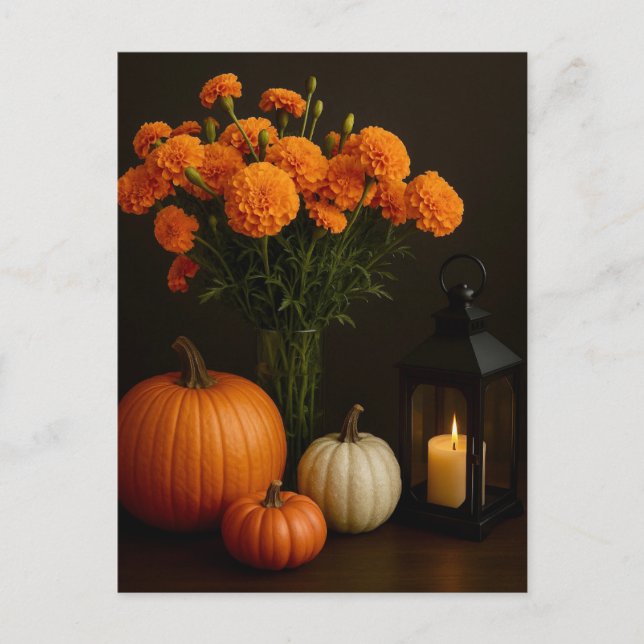 Carte postale Golden Marigolds Citrouille lueur (Devant)