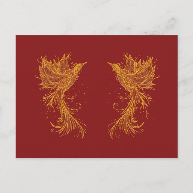 Carte Postale Golden Phoenix Twins sur Red (Devant)