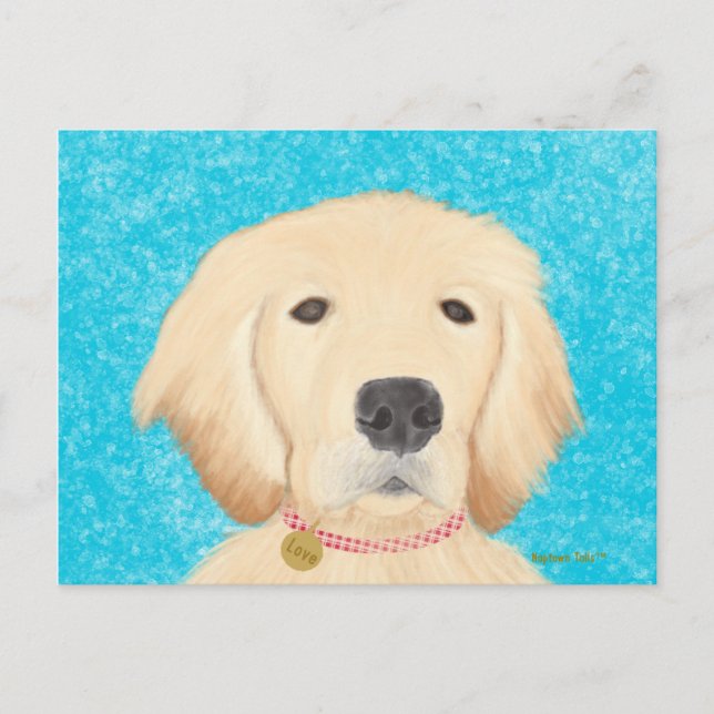 Carte postale Golden Retriever Dog Eau bleue (Devant)