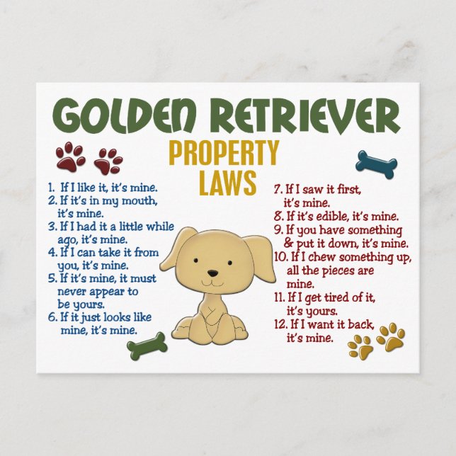 Carte Postale Golden Retriever Lois sur la propriété 4 (Devant)