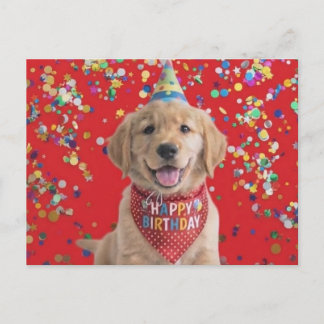 Carte Postale Golden retriever puppy wishing happy birthday