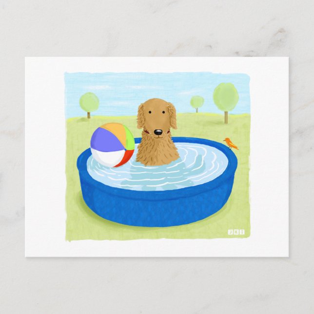 Carte Postale Golden Retriever "Summertime" (Devant)