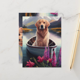 Carte Postale Golden Retriever sur une pagaie : une aventure Pit