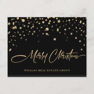 Carte Postale Golden Sparkle Christmas Stars Salutation d'entrep