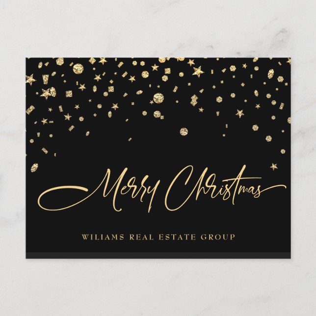 Carte Postale Golden Sparkle Christmas Stars Salutation d'entrep (Devant)