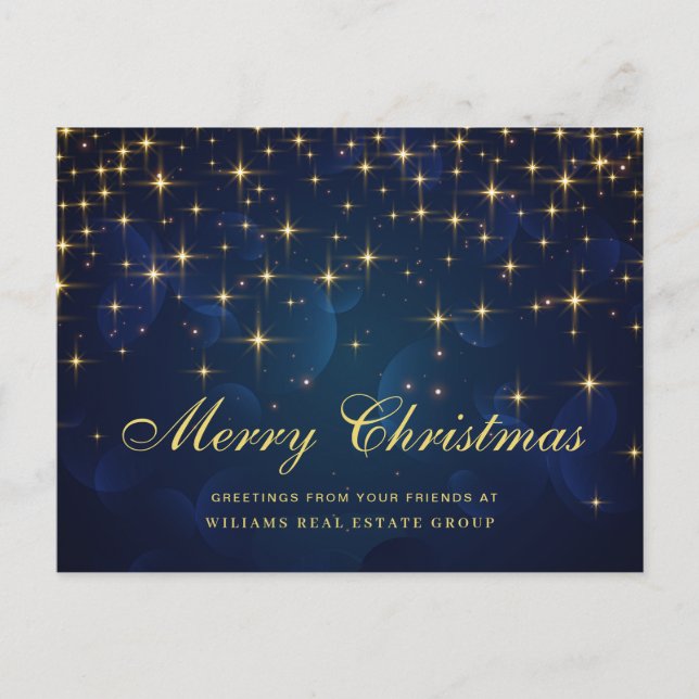 Carte Postale Golden Sparkle Christmas Stars Salutation d'entrep (Devant)