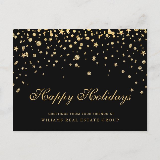 Carte Postale Golden Sparkle Christmas Stars Salutation d'entrep (Devant)