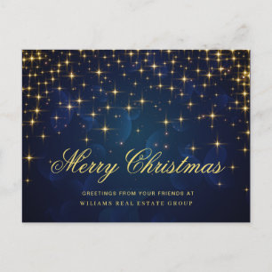 Carte Postale Golden Sparkle Christmas Stars Salutation d'entrep
