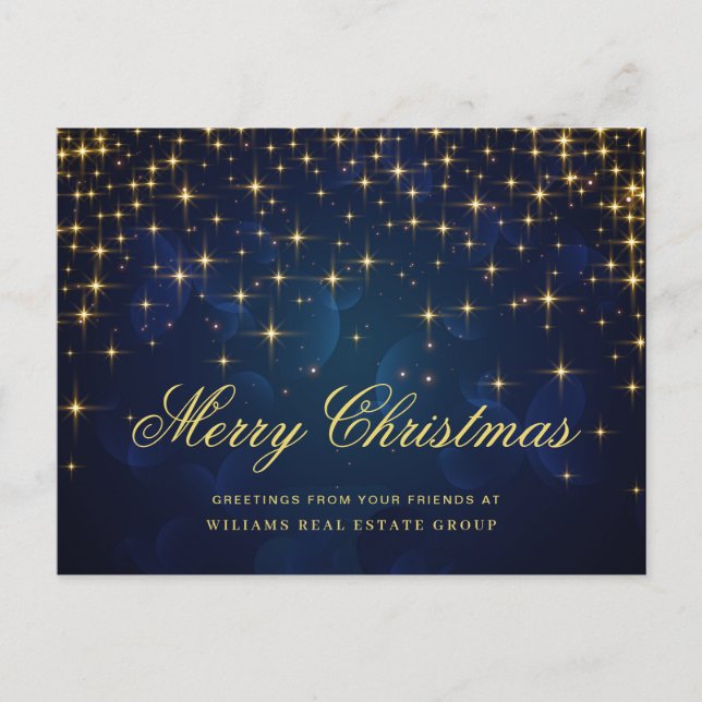 Carte Postale Golden Sparkle Christmas Stars Salutation d'entrep (Devant)