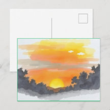 Golden Sunset Horizon Scenic Postcard