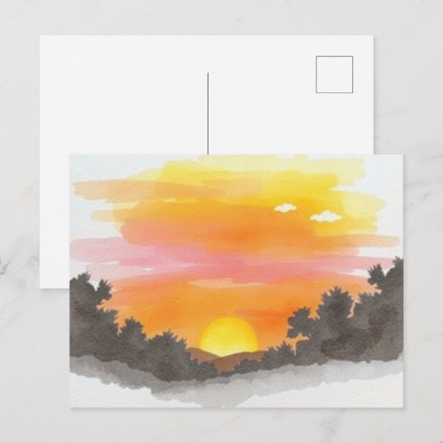 Carte Postale Golden Sunset Horizon Scenic Postcard (Devant / Derrière)