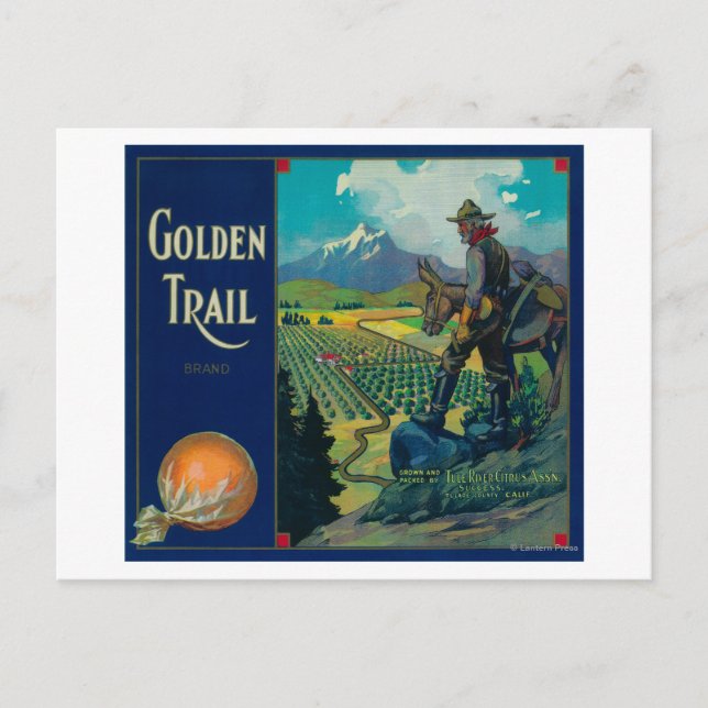 Carte Postale Golden Trail Orange Étiquette #2Success, CA (Devant)