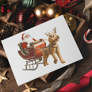Carte Postale Goldendoodle et chien de Noël Vacances de Noël