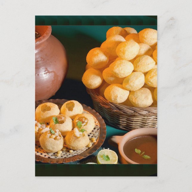 Carte Postale GOLE GAPPAY Panni Puri cuisine indienne Snack (Devant)