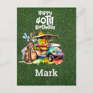 Carte Postale Golf 40e Anniversaire Golfeur Années d'être Génia