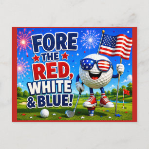 Carte Postale Golf 4 juillet Jour de l'Indépendance