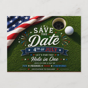 Carte Postale Golf 4 juillet Jour de l'Indépendance pour golfeur