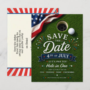 Carte Postale Golf 4 juillet Jour de l'Indépendance pour golfeur