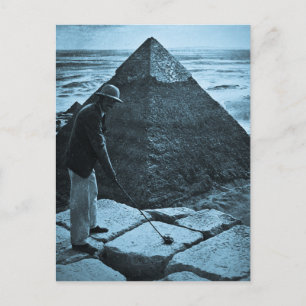 Carte Postale Golf à la Pyramide Vintage Bleu Toné
