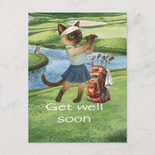 Carte Postale Golf Allez-y bientôt avec golfeur golf sur green