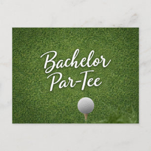 Carte Postale Golf Bachelor sur fond de gazon vert