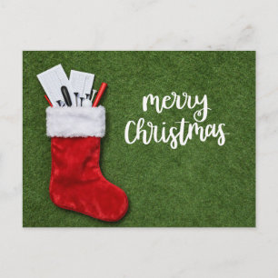 Carte Postale Golf de Noël sur vert pour golfeur