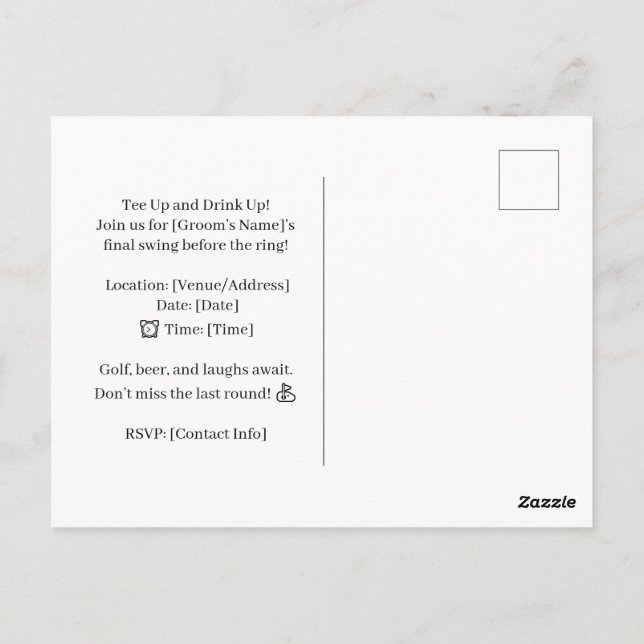 Carte Postale Golf Drôle de dire pour Bachelor Golfer (Dos)
