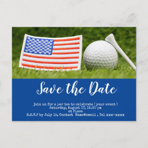 Carte Postale Golf économisez la date avec balle de golf et drap